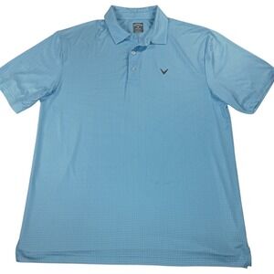 Callaway Opti Dri Golf Polo Shirt Mens L Blue Micro Check Stretch Performance
